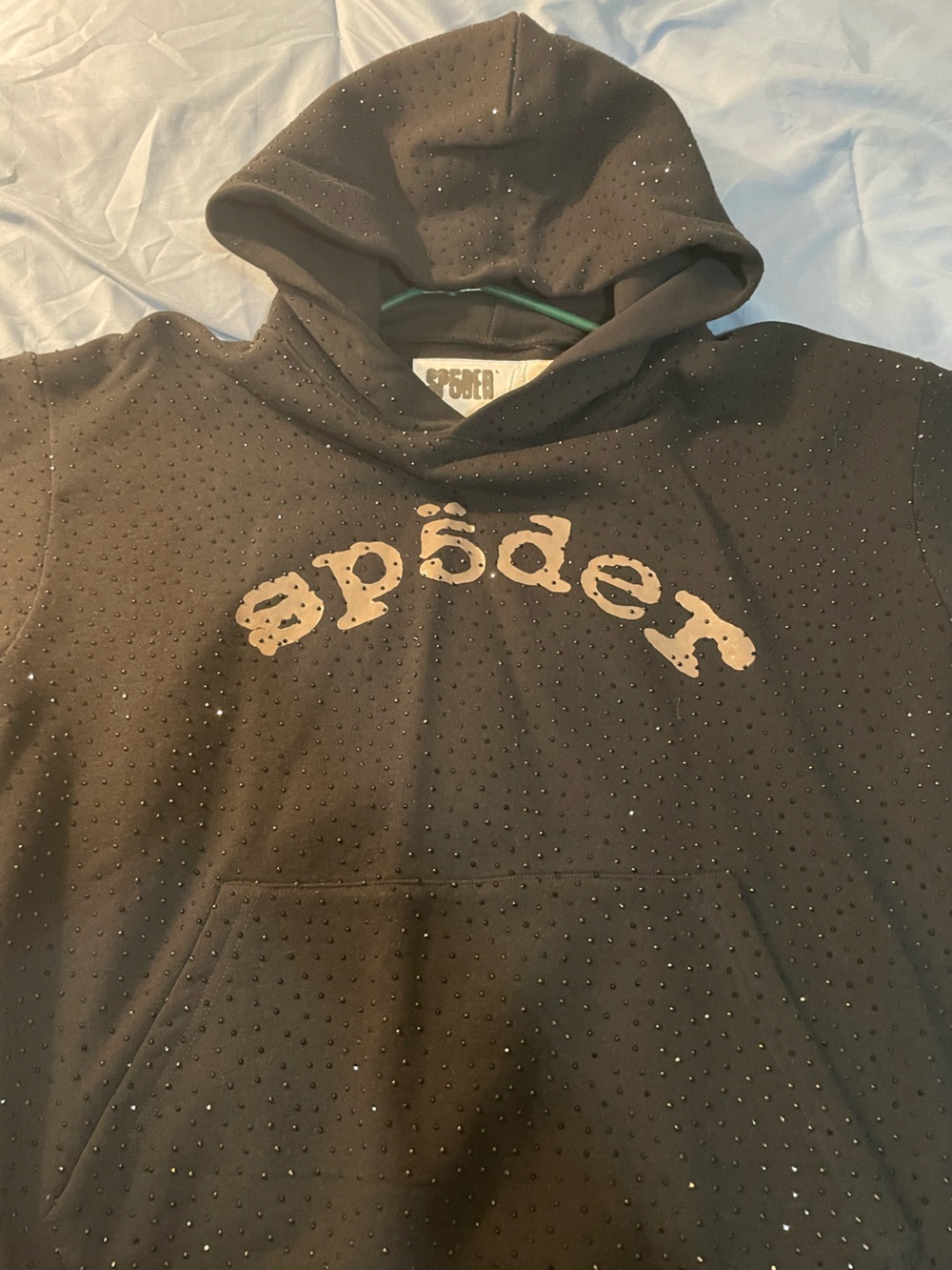 VVS Black Rhinestone Sp5der Hoodie